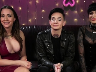 Three BDSM lesbians double penetration fucking